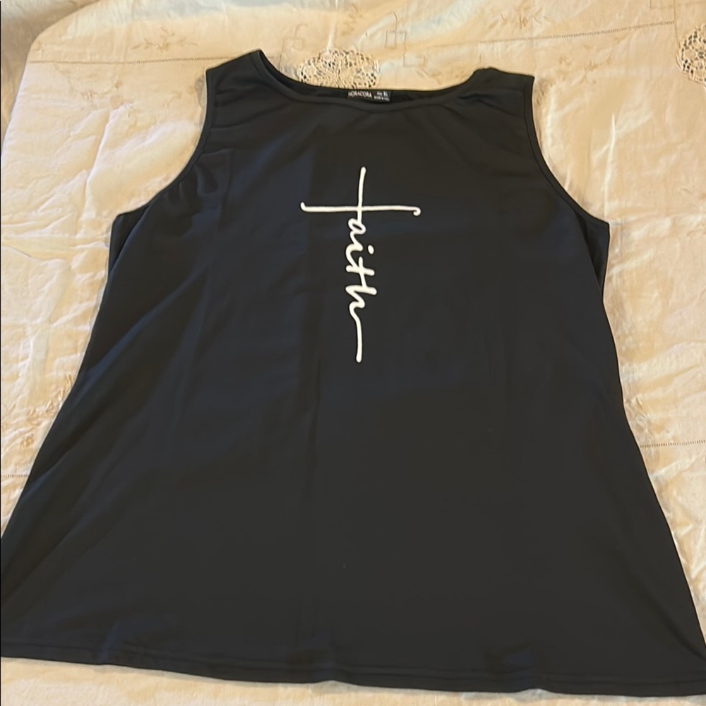 Faith graphic Black and White Sleeveless Tank Top sz XL